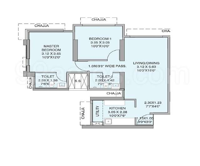 Shapoorji The Canvas Residences 1.5 BHK Plan