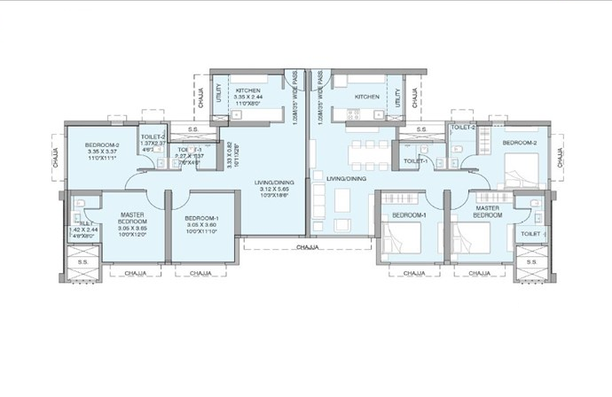 Shapoorji Pallonji The Canvas Residences 1.5 BHK Plan