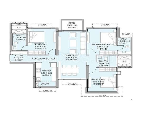 Shapoorji Pallonji The Canvas Residences  2 BHK Plan
